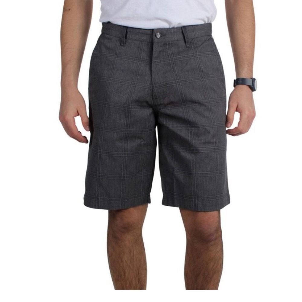 Volcom Gray Plaid Men's Flat Front Shorts